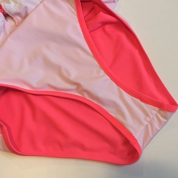 Neon Pink One Piece Swimsuit Cheeky VS Size Large Low Back Lattice Detail Barbie - Picture 9 of 9